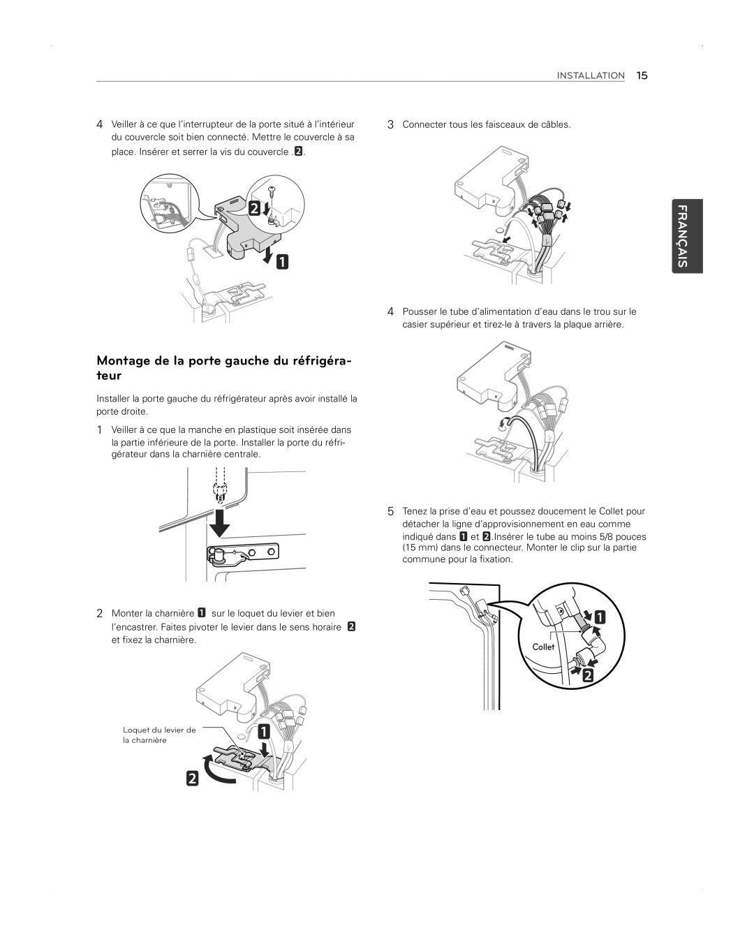 LG Electronics LFX31945ST owner manual Montage de la porte gauche du réfrigéra- teur 