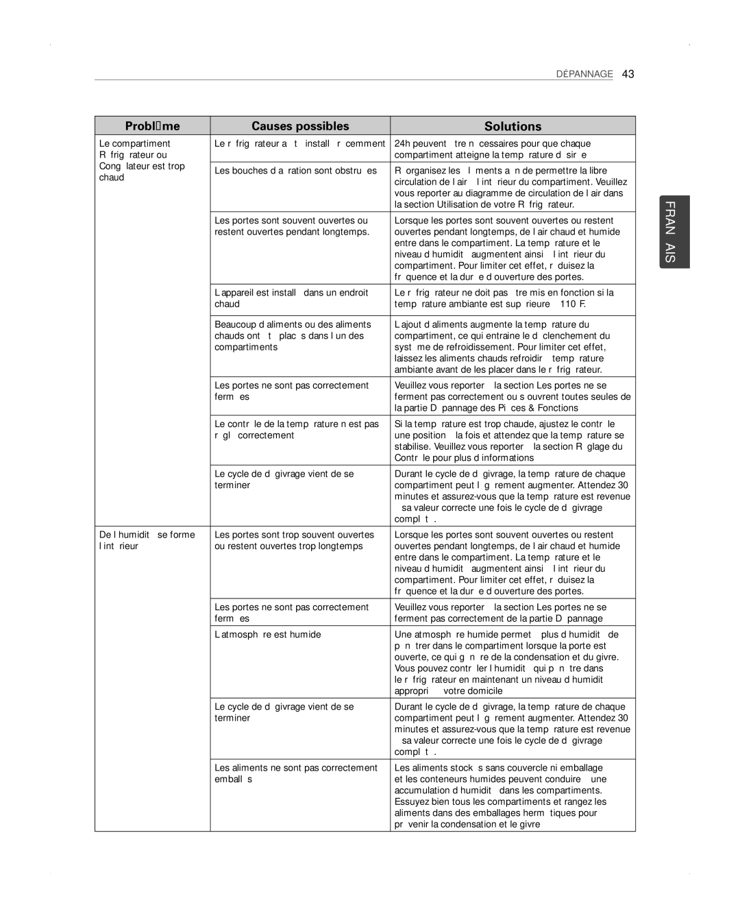 LG Electronics LFX31945ST owner manual Sa valeur correcte une fois le cycle de dégivrage, Complété 