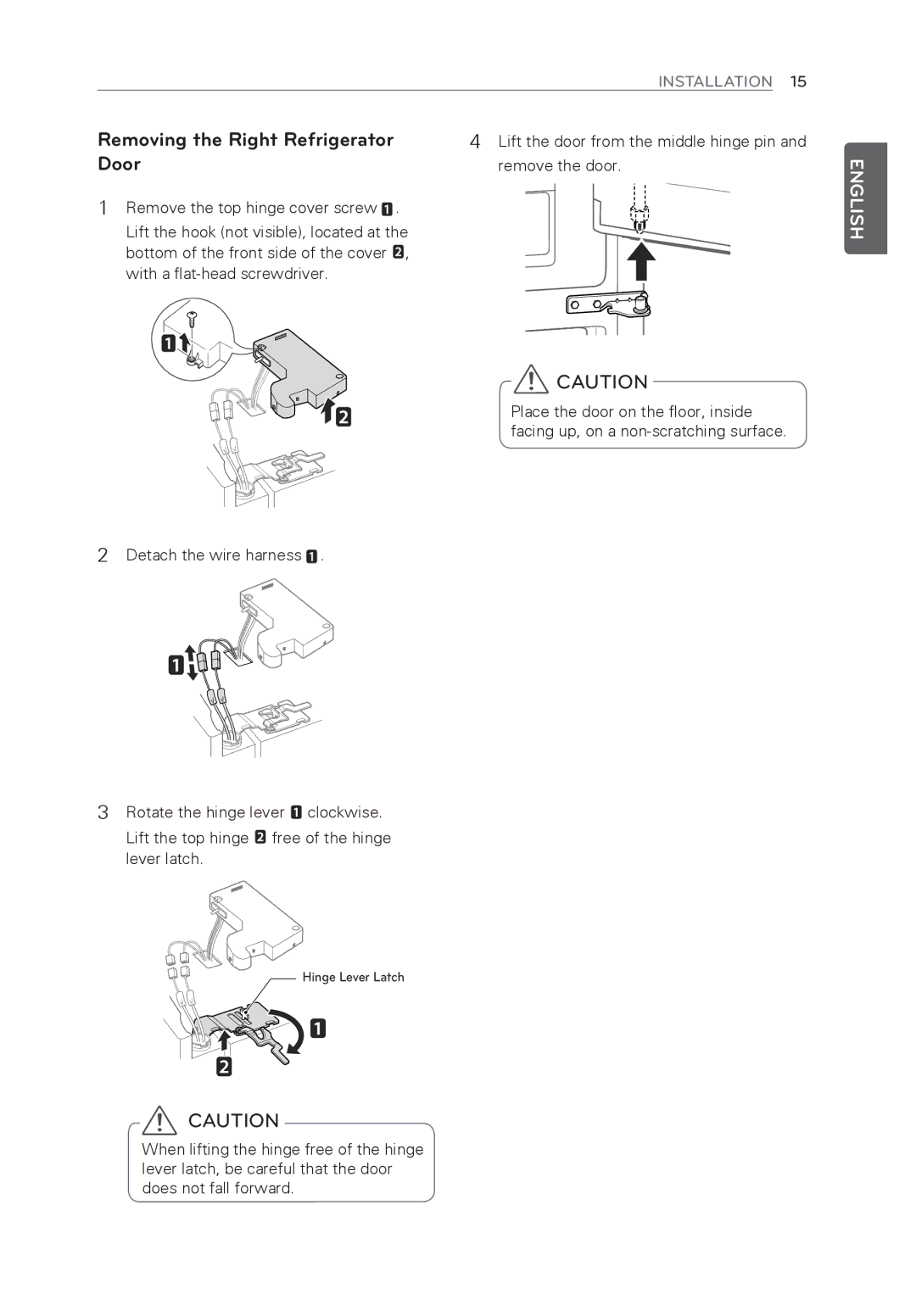 LG Electronics LFX31945ST owner manual Removing the Right Refrigerator, Door 