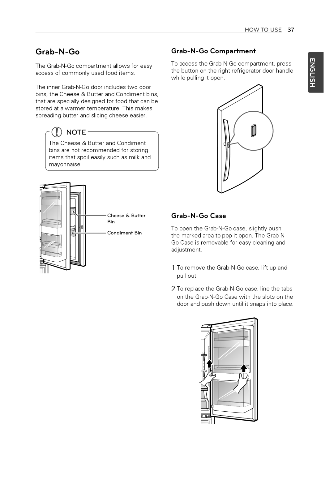 LG Electronics LFX31945ST owner manual Grab-N-Go Compartment, Grab-N-Go Case 