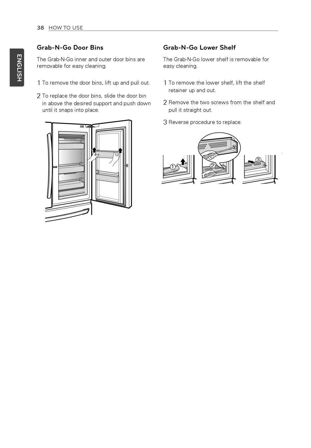 LG Electronics LFX31945ST owner manual Grab-N-Go Door Bins, Grab-N-Go Lower Shelf 