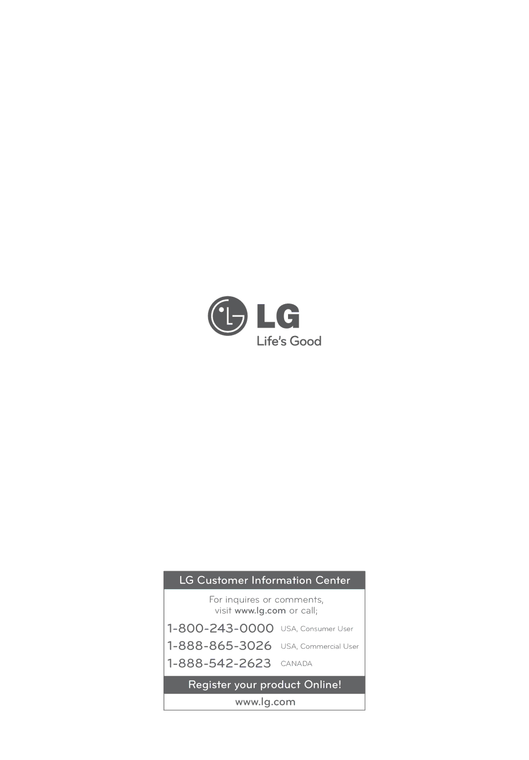 LG Electronics LFX31945ST owner manual LG Customer Information Center 