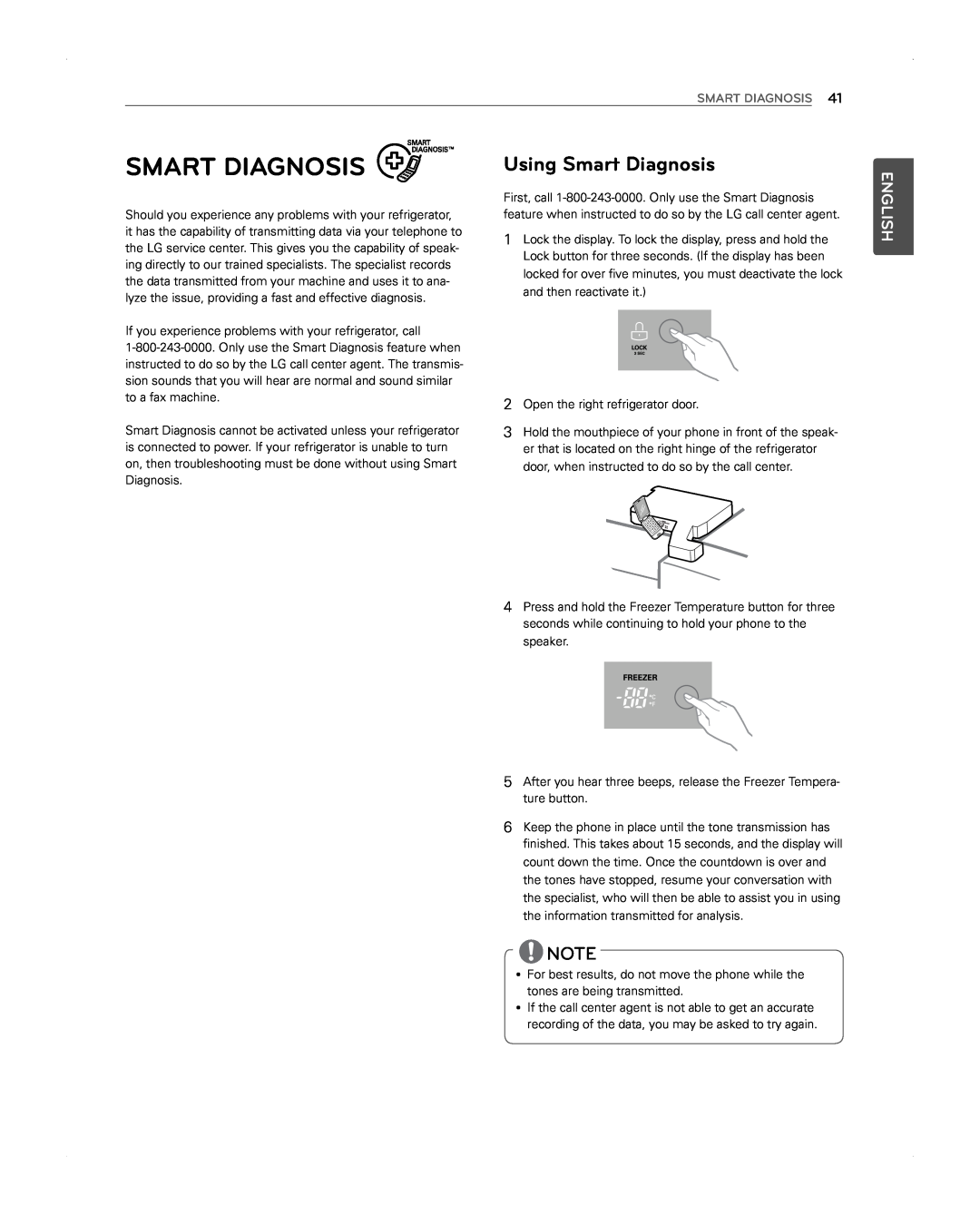 LG Electronics LFX31945ST owner manual Using Smart Diagnosis, English 