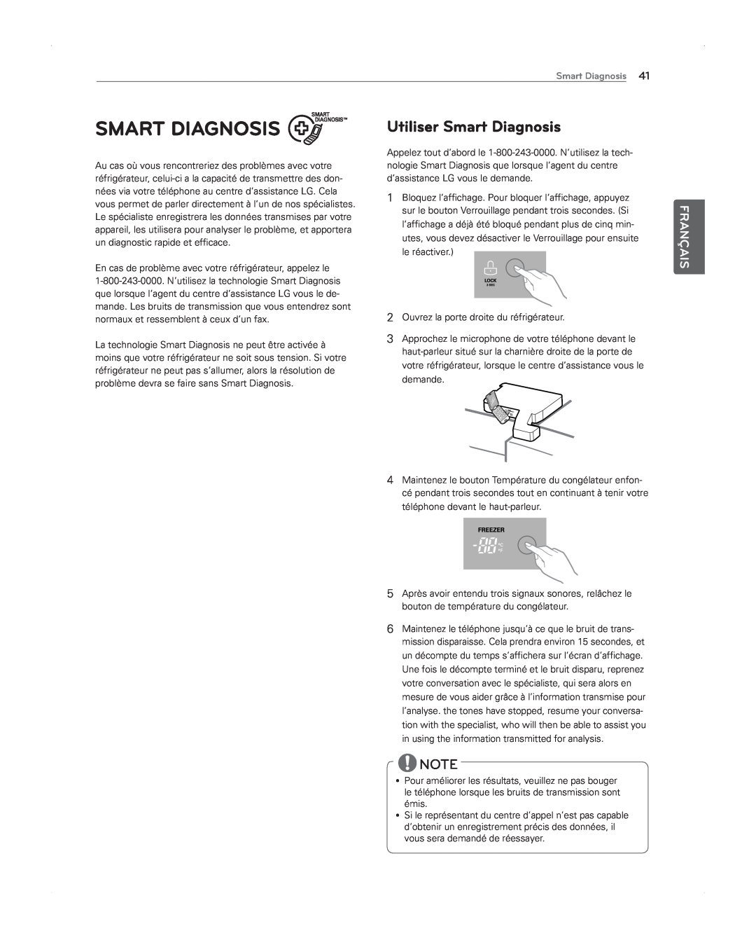 LG Electronics LFX31945ST owner manual Utiliser Smart Diagnosis, Français 