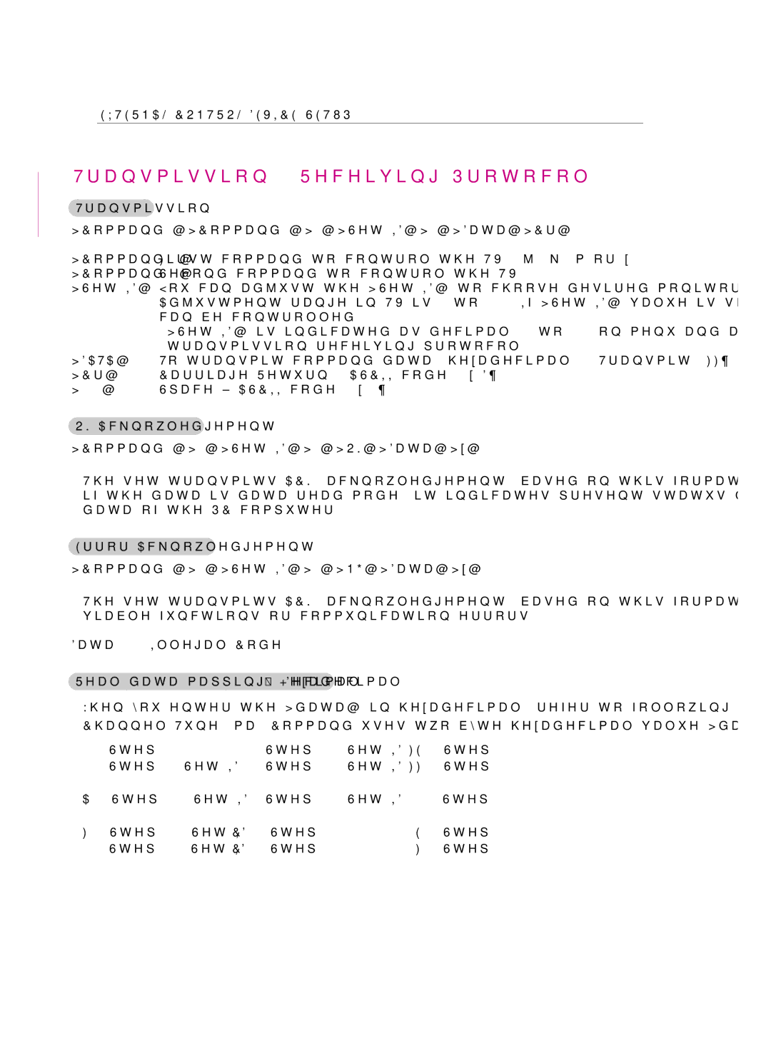 LG Electronics 55GA6400, LG 42GA6400, 50GA6400 Carriage Return Ascii code ‘0x0D’, Space Ascii code ‘0x20’, Set ID C8 F Step 