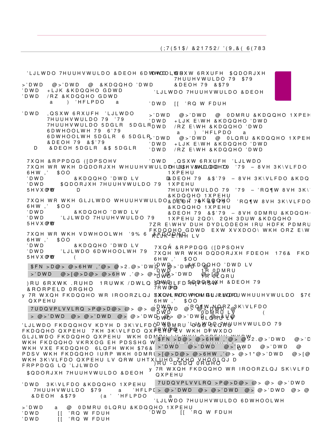 LG Electronics GA7900, LG 42GA6400, 50GA6400 For South Korea, North/Latin America except, Colombia Model, For Japan Model 