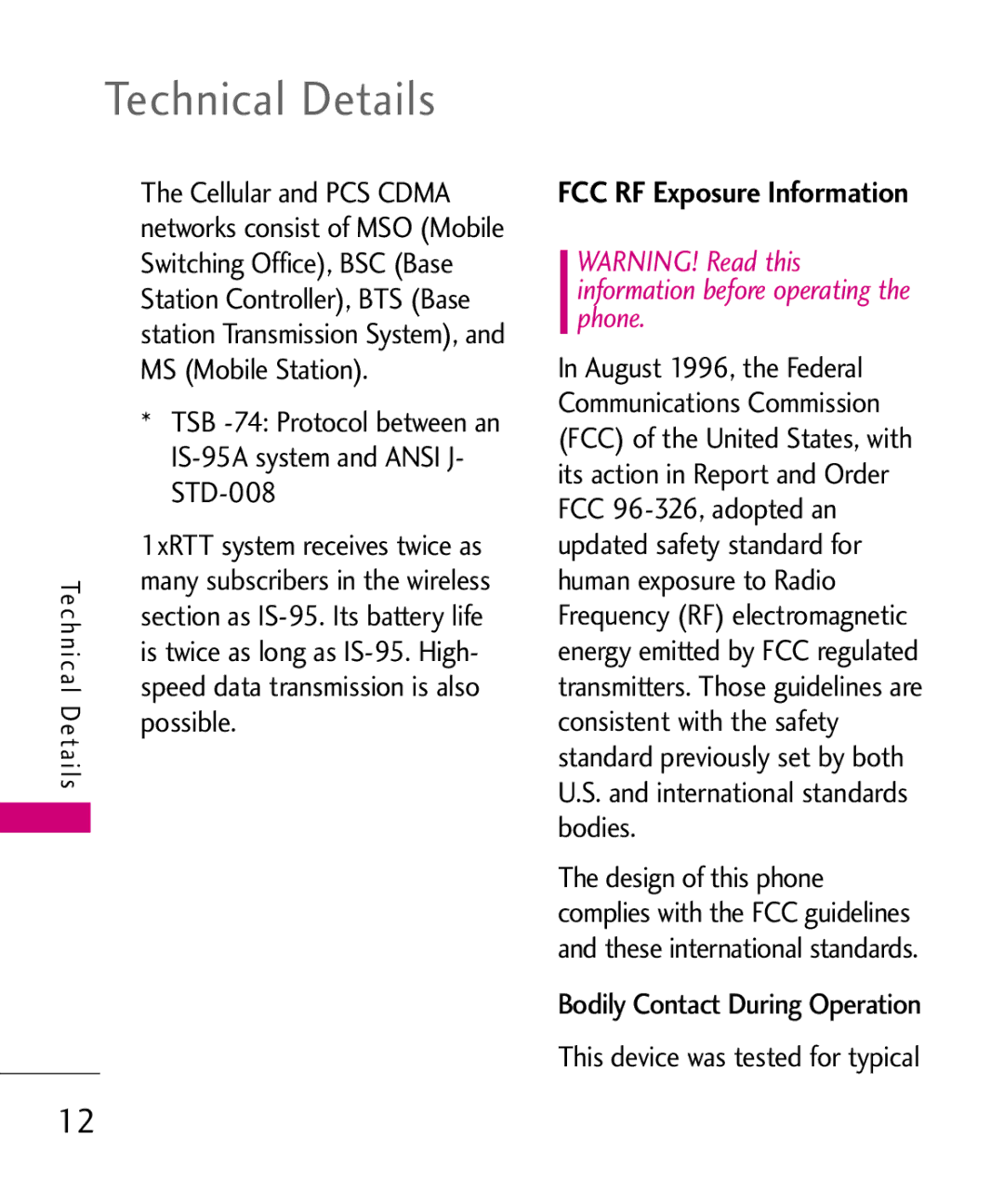 LG Electronics LG 8550 manual Technical Details 