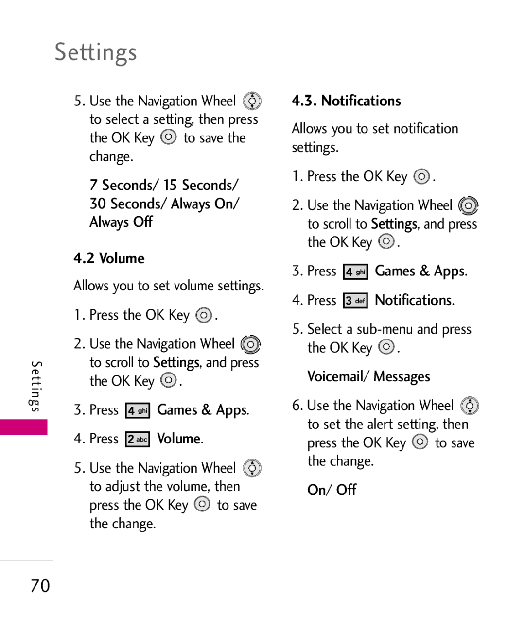 LG Electronics LG 8550 manual Volume, Notifications 