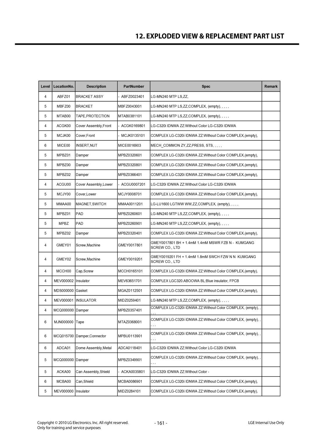 LG Electronics LG-C320 service manual 161 