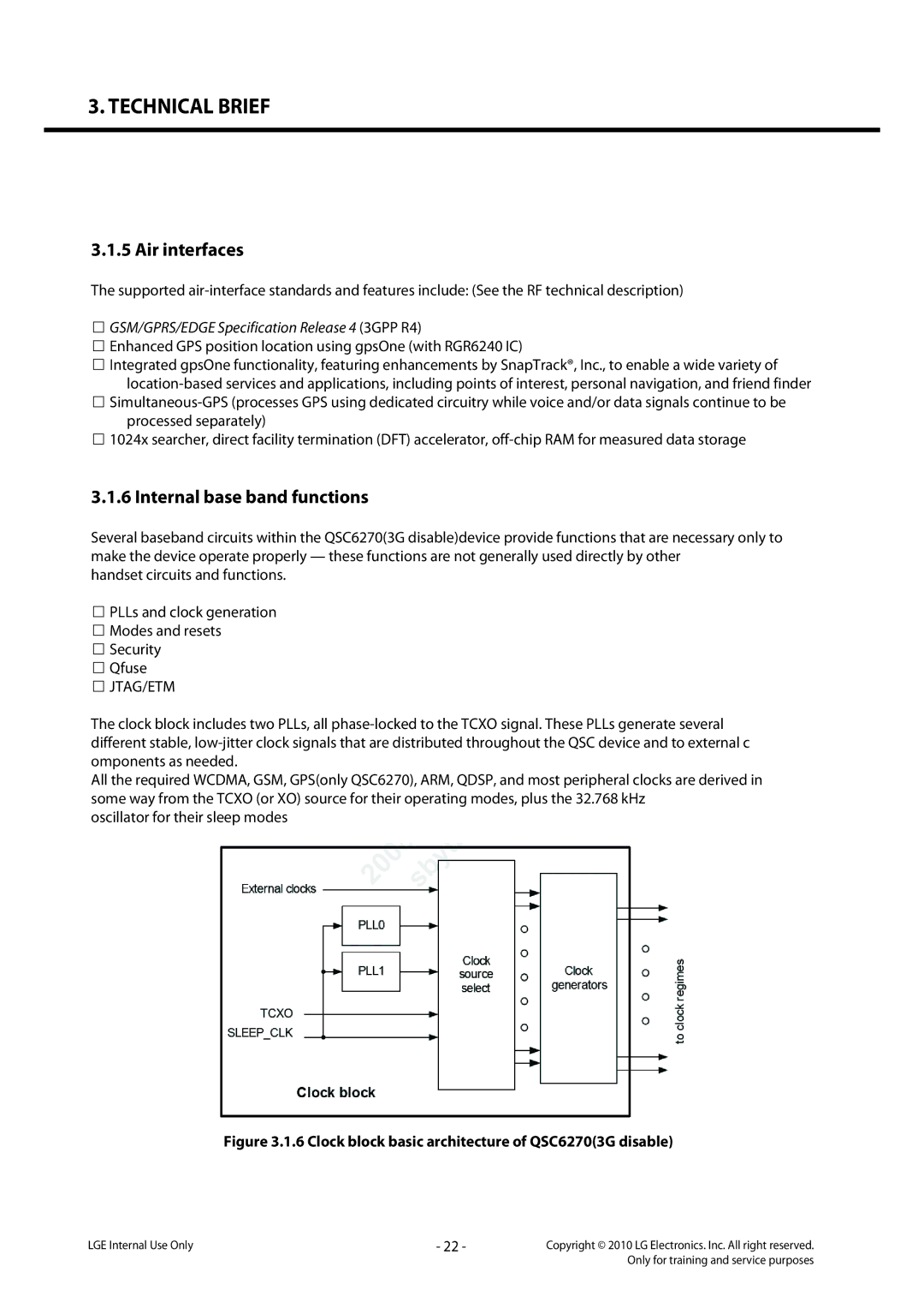 LG Electronics LG-C320 service manual Air interfaces, Internal base band functions, Jtag/Etm 