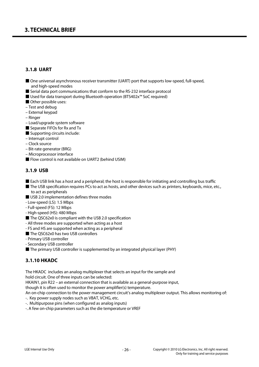 LG Electronics LG-C320 service manual Uart, 9 USB, Hkadc 