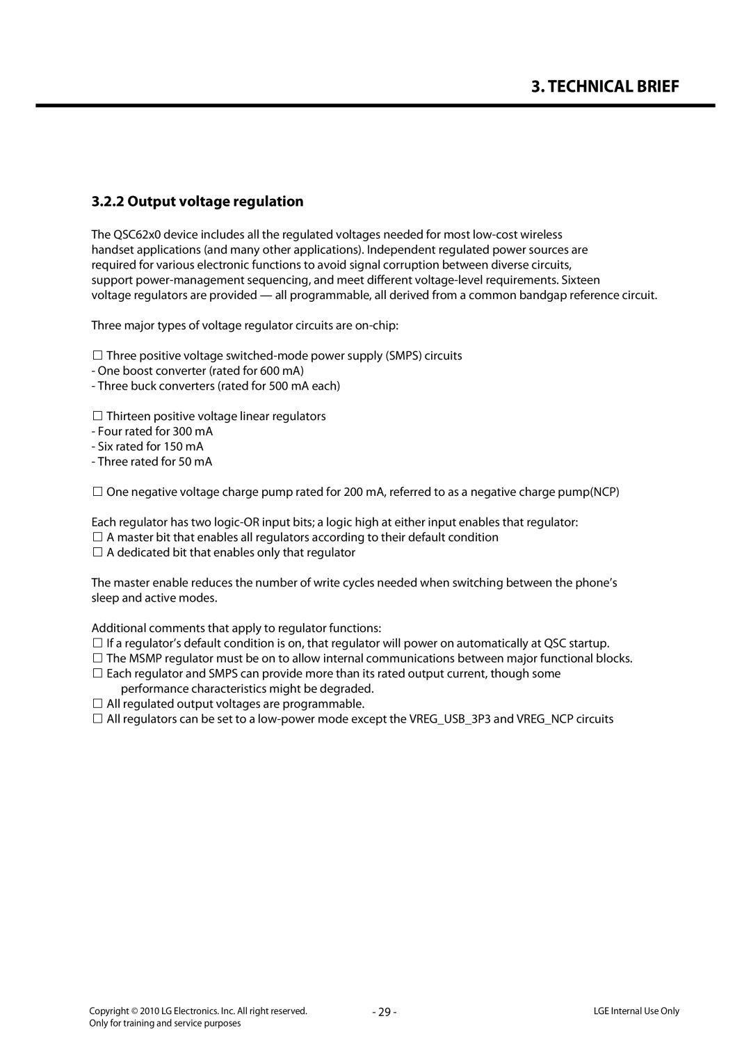 LG Electronics LG-C320 service manual Output voltage regulation 