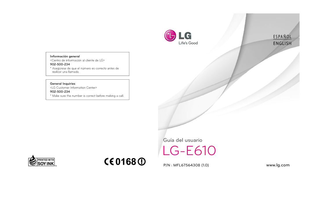 LG Electronics LG-E610 manual 