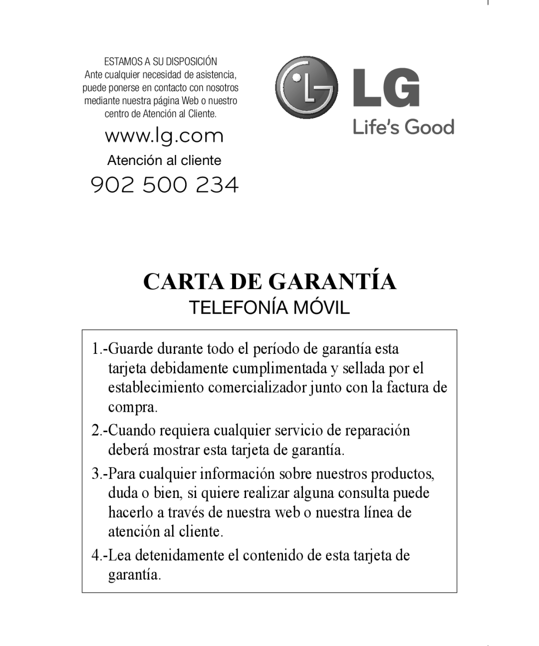 LG Electronics LG-E610 manual Atención al cliente, Estamos a SU Disposición 