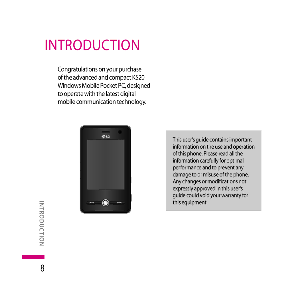 LG Electronics LG KS20 manual Introduction 