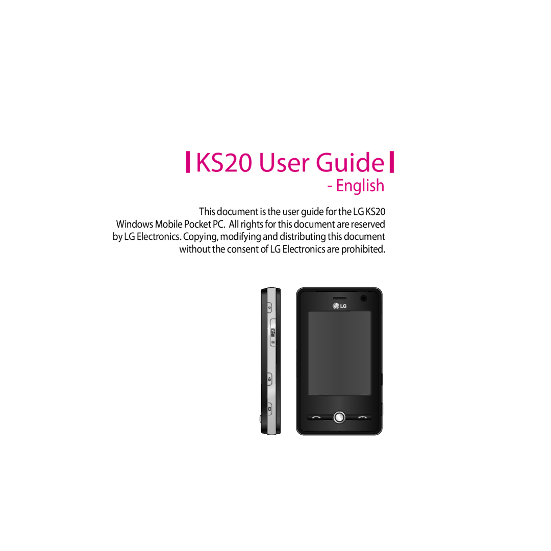 LG Electronics LG KS20 manual KS20 User Guide, English 