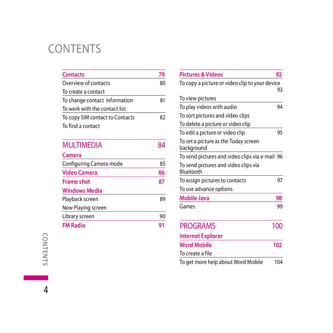 LG Electronics LG KS20 manual Contents 