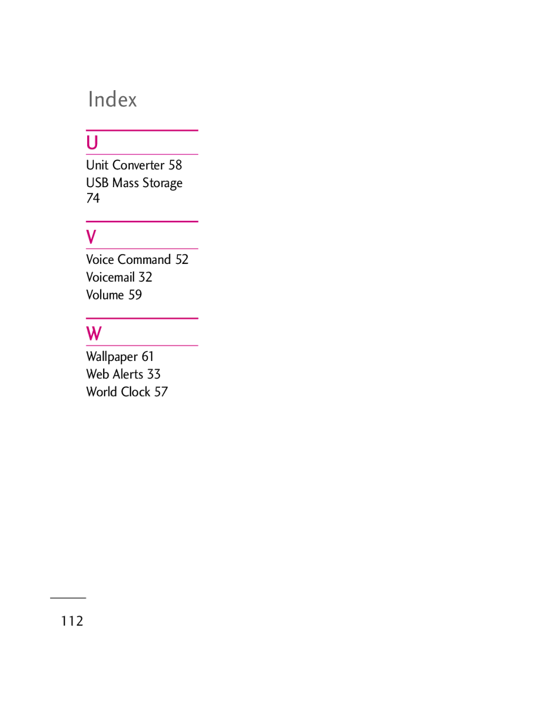 LG Electronics LG511C manual Index 