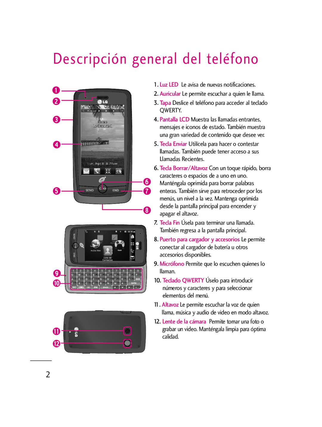 LG Electronics LG511C manual Descripción general del teléfono 