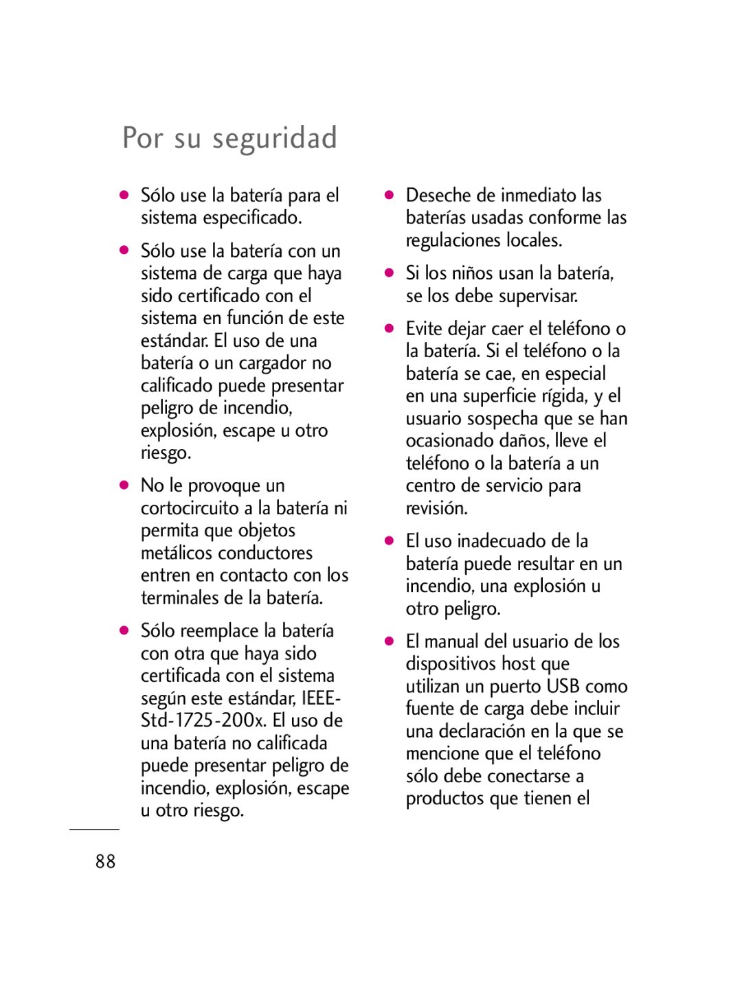 LG Electronics LG511C manual Si los niños usan la batería, se los debe supervisar 