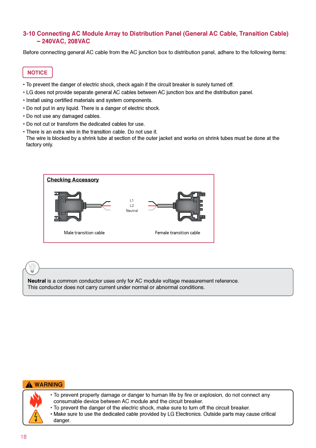 LG Electronics LGENBOX-01, LGxxxA1C-B3 installation instructions Male transition cable 