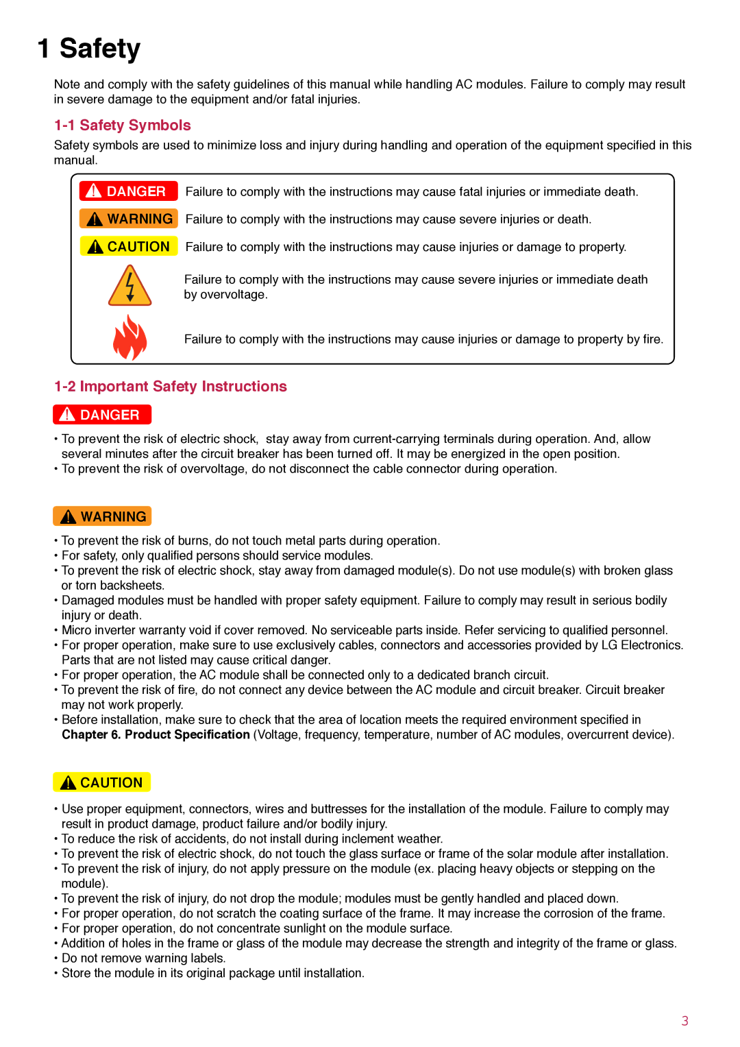 LG Electronics LGxxxA1C-B3, LGENBOX-01 installation instructions Safety Symbols, Important Safety Instructions 