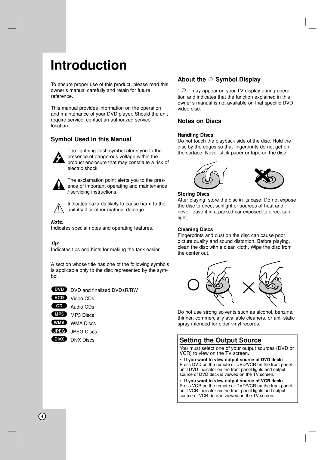 LG Electronics LH-CX245 owner manual Setting the Output Source, Symbol Used in this Manual, About the Symbol Display 