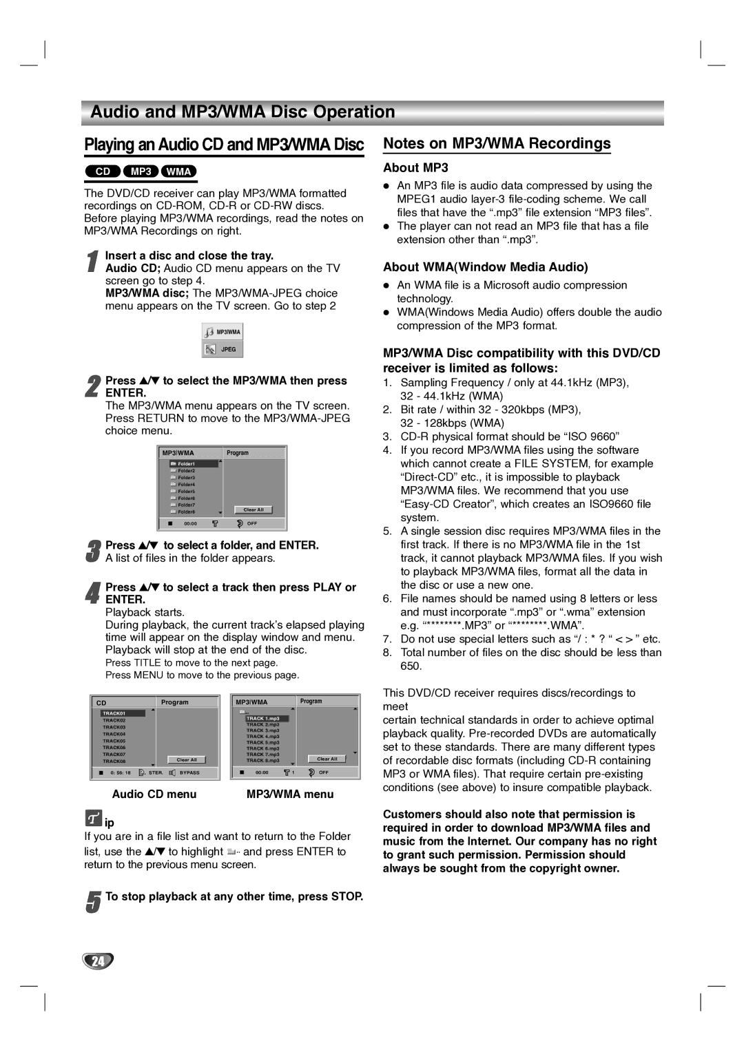 LG Electronics LH-T1000 owner manual About MP3, About WMAWindow Media Audio 