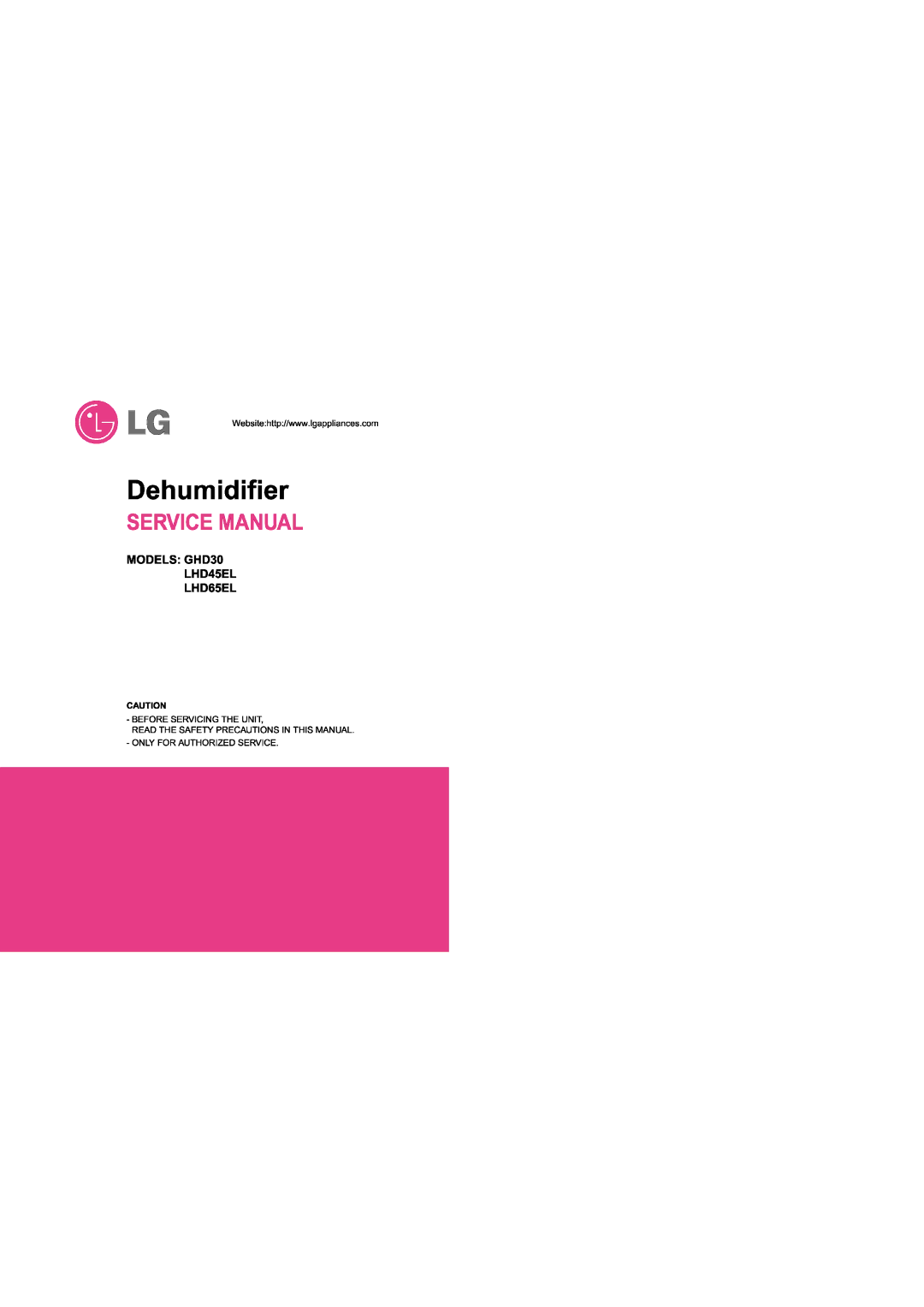 LG Electronics LHD45EL, LHD65EL, GHD30 manual 