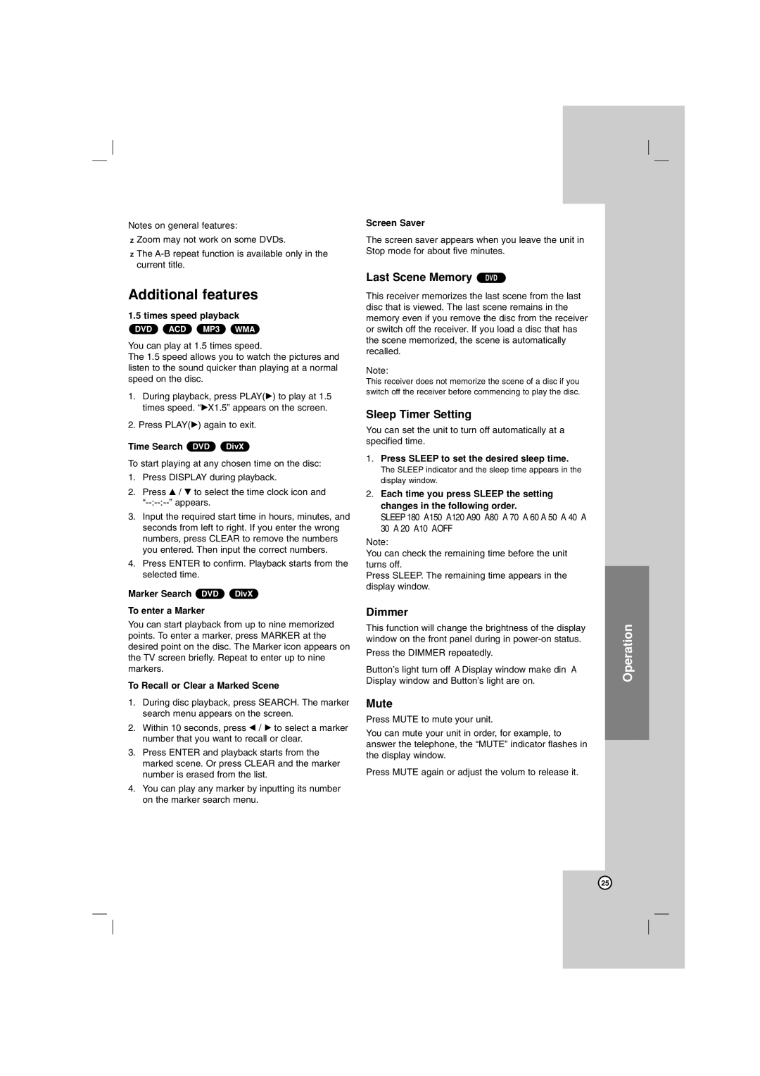 LG Electronics LHT764 owner manual Additional features 