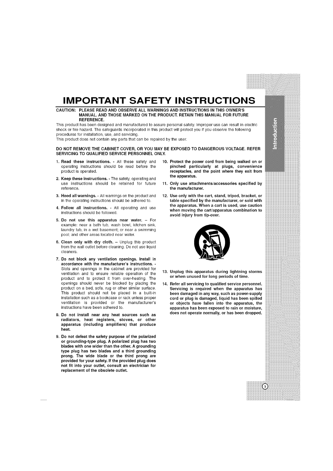 LG Electronics LHT764 owner manual Important Safety Instructions, Reference 