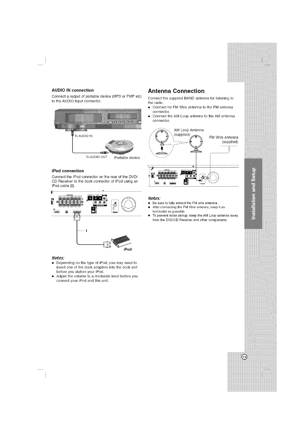 LG Electronics LHT764 owner manual Antenna Connection, Notes 