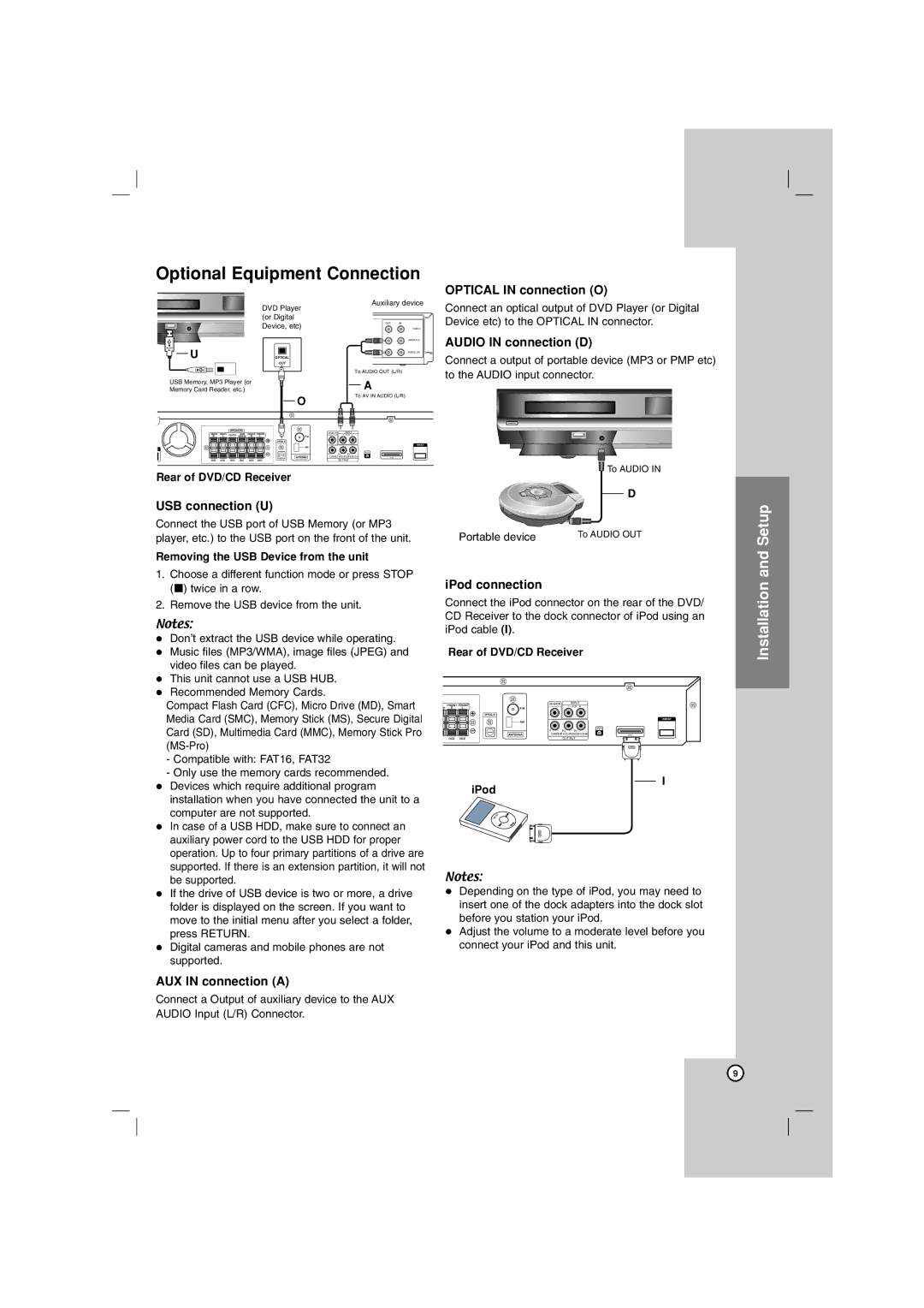 LG Electronics LHT799 owner manual Optional Equipment Connection 