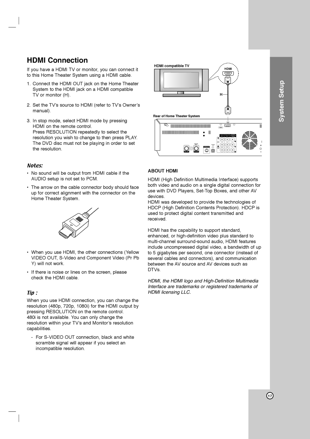 LG Electronics LHX-557 owner manual Hdmi Connection, About Hdmi 