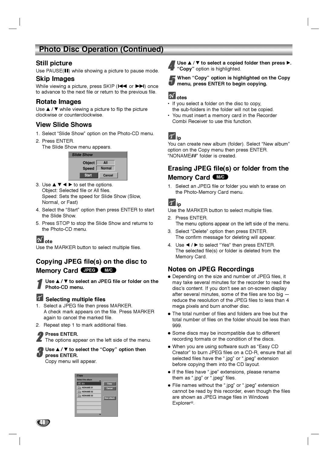 LG Electronics LHY-518 owner manual Photo Disc Operation 