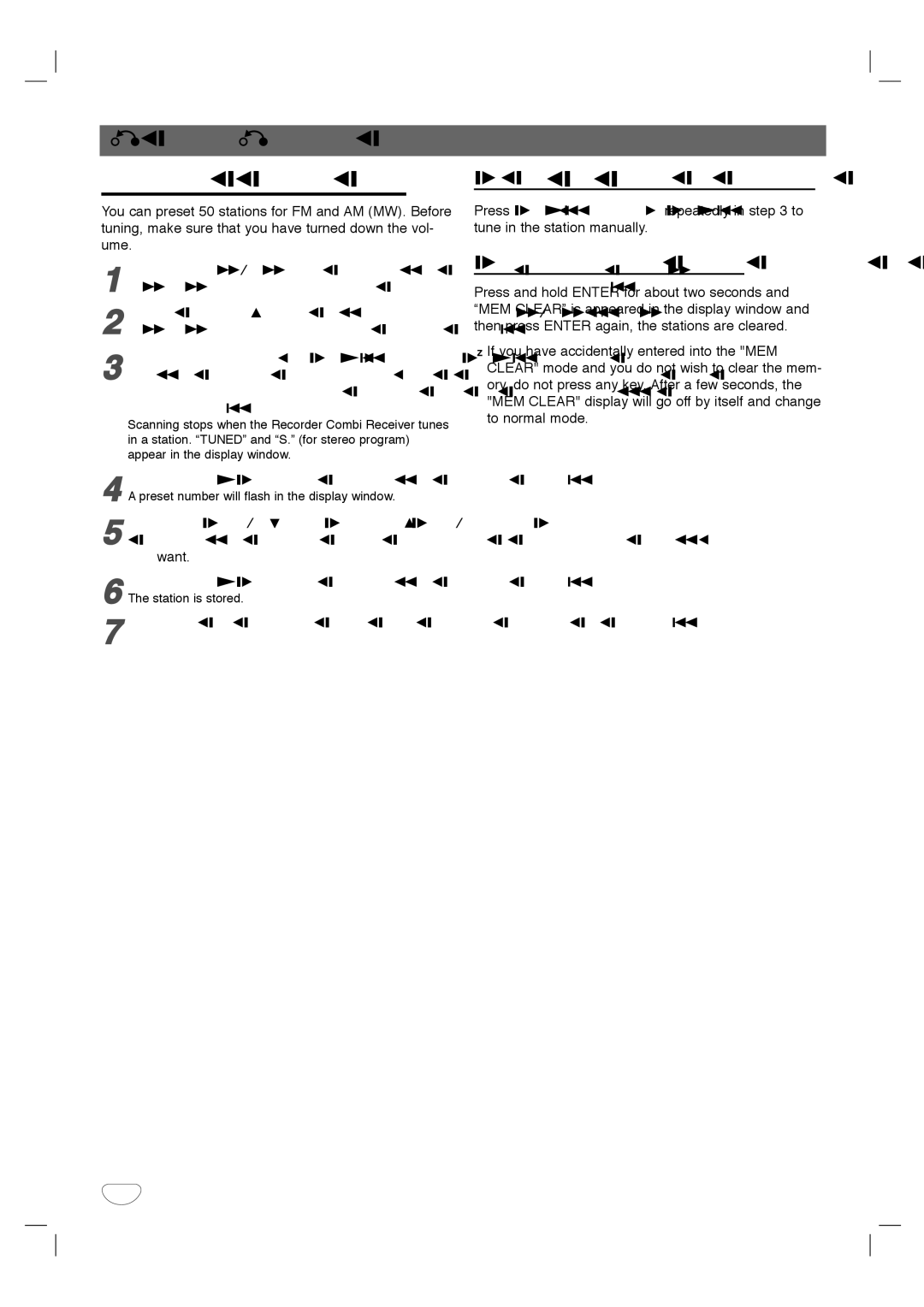 LG Electronics LHY-518 owner manual Other Operations Presetting the Radio Stations, To tune in a station with a weak signal 