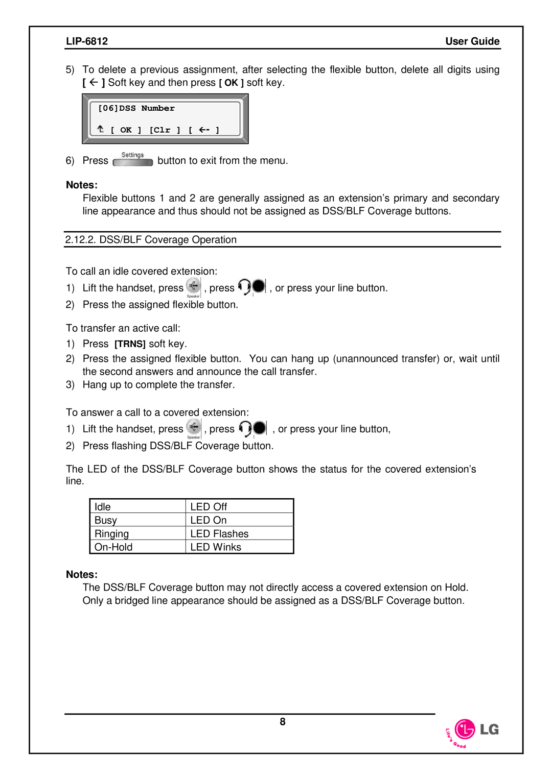 LG Electronics LIP-6812 manual Soft key and then press OK soft key 