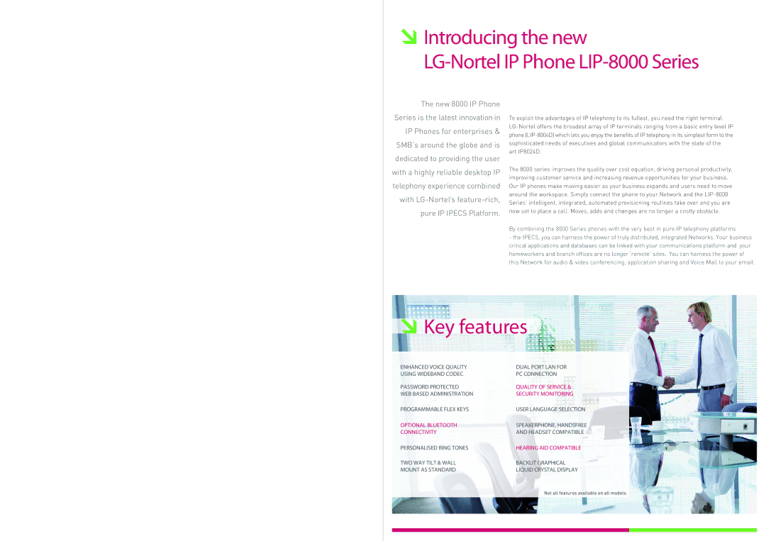 LG Electronics manual Introducing the new LG-Nortel IP Phone LIP-8000 Series, Key features 