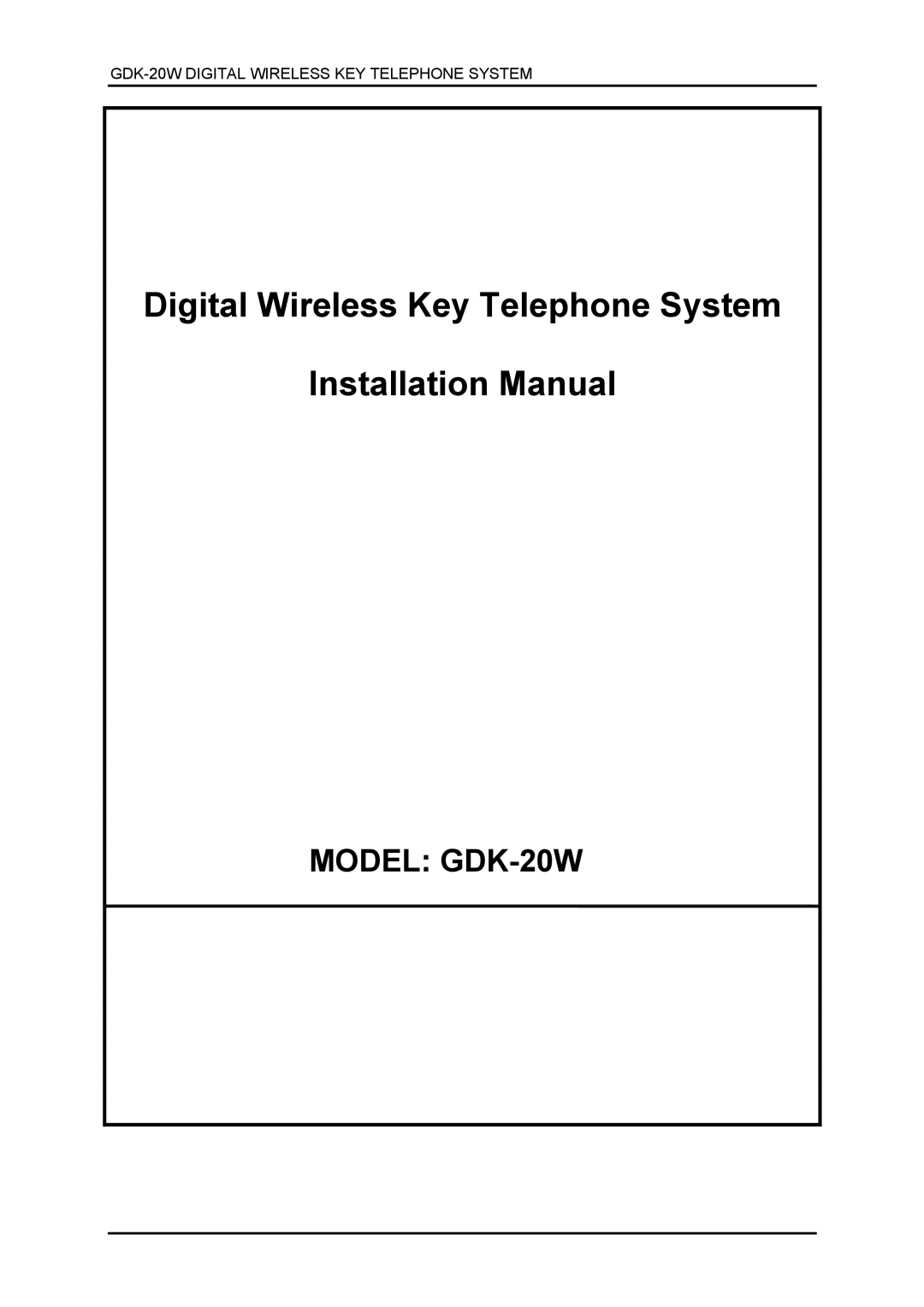 LG Electronics GDK-20W, LKD-8DS installation manual Digital Wireless Key Telephone System Installation Manual 