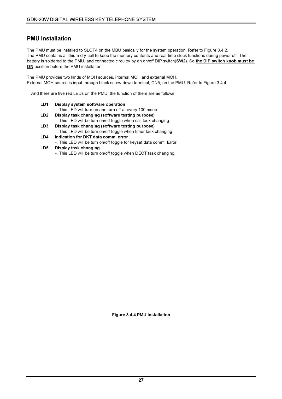 LG Electronics GDK-20W, LKD-8DS installation manual PMU Installation 