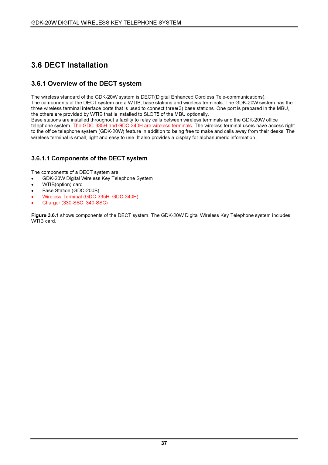 LG Electronics GDK-20W, LKD-8DS installation manual Overview of the Dect system, Components of the Dect system 