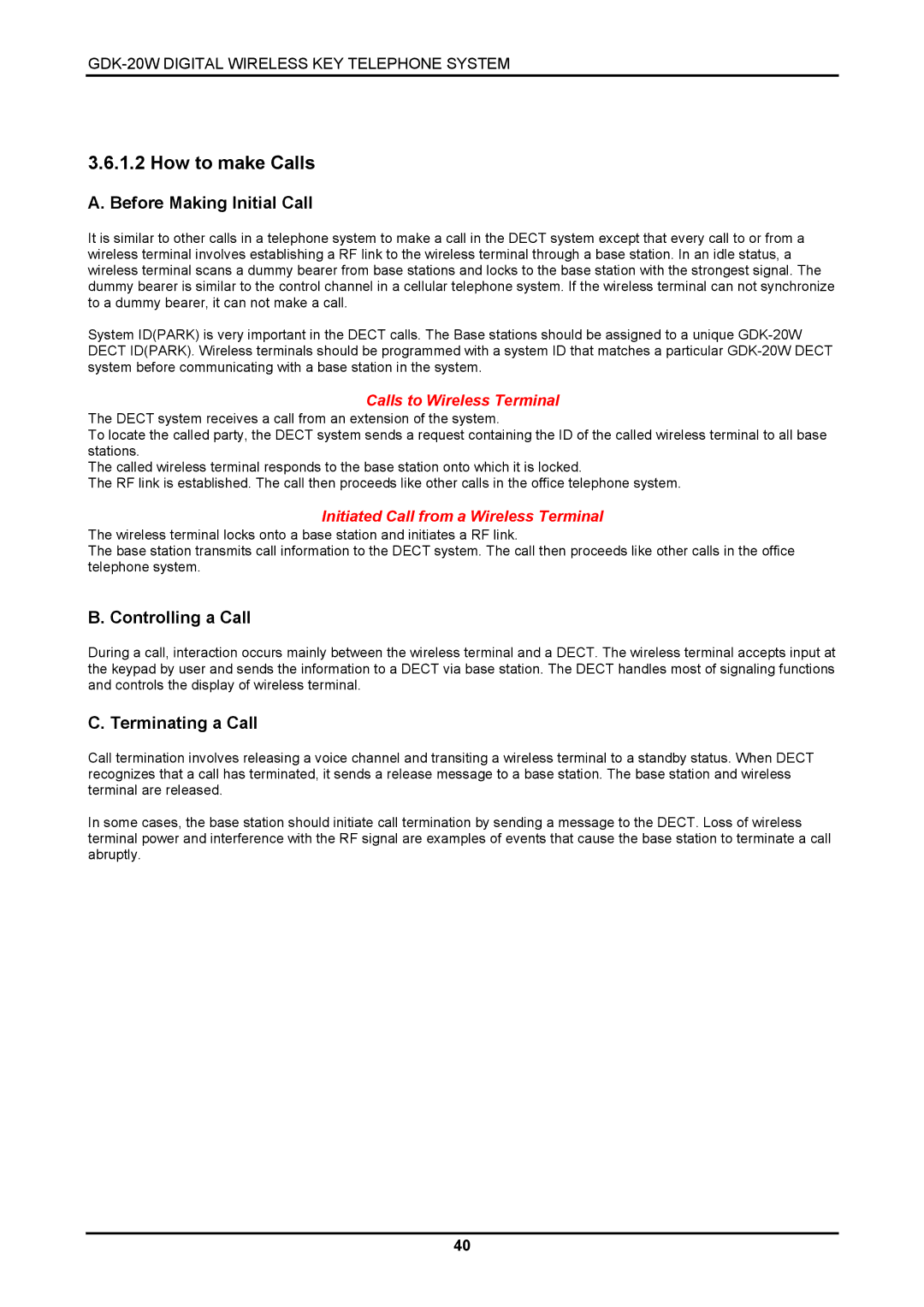 LG Electronics LKD-8DS, GDK-20W How to make Calls, Before Making Initial Call, Controlling a Call, Terminating a Call 