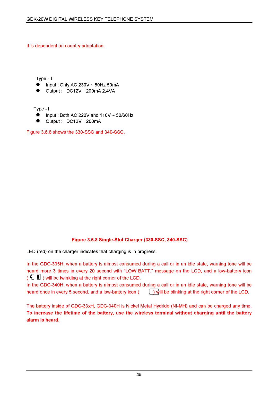 LG Electronics GDK-20W, LKD-8DS installation manual Single-Slot Charger 330-SSC, 340-SSC 