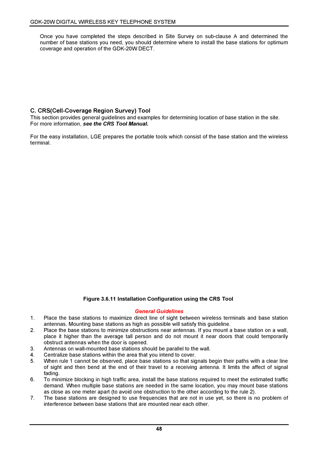 LG Electronics LKD-8DS, GDK-20W installation manual CRSCell-Coverage Region Survey Tool, General Guidelines 