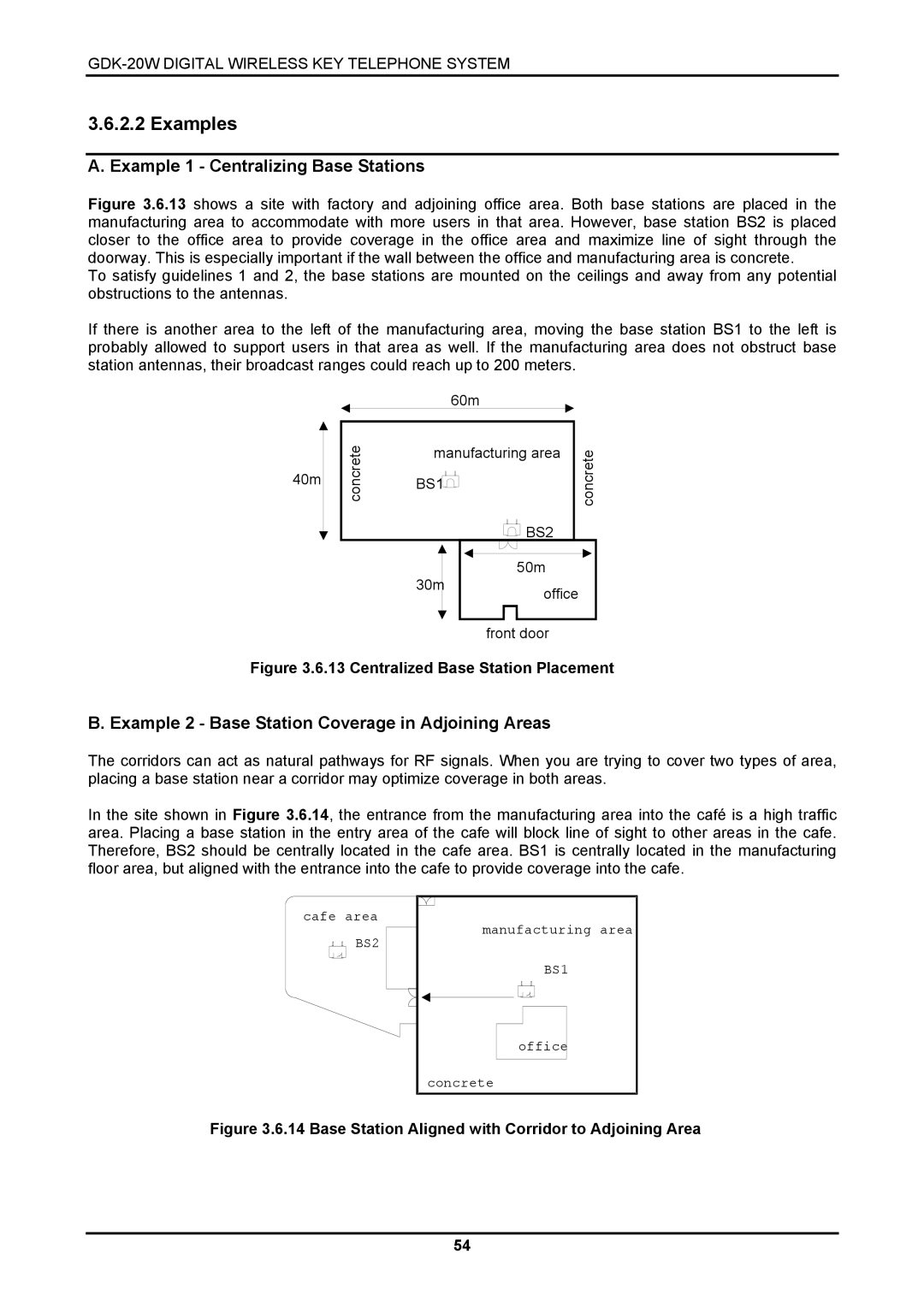 LG Electronics LKD-8DS Examples, Example 1 Centralizing Base Stations, Example 2 Base Station Coverage in Adjoining Areas 