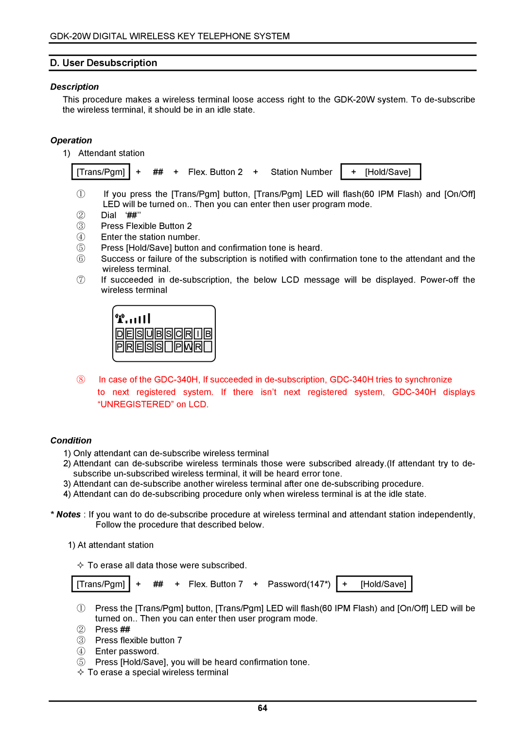 LG Electronics LKD-8DS, GDK-20W installation manual User Desubscription 