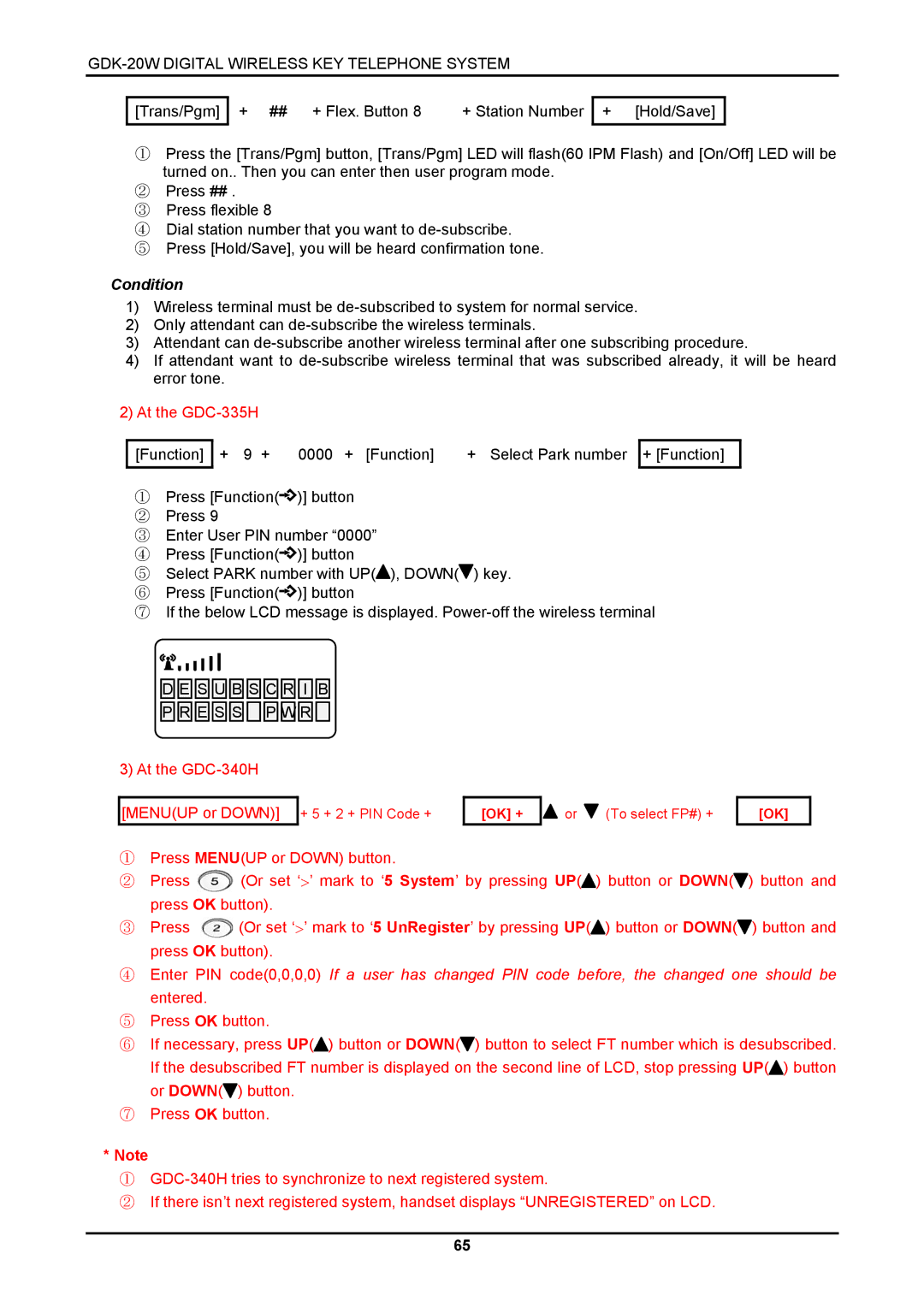 LG Electronics GDK-20W, LKD-8DS installation manual At the GDC-340H Menuup or Down 