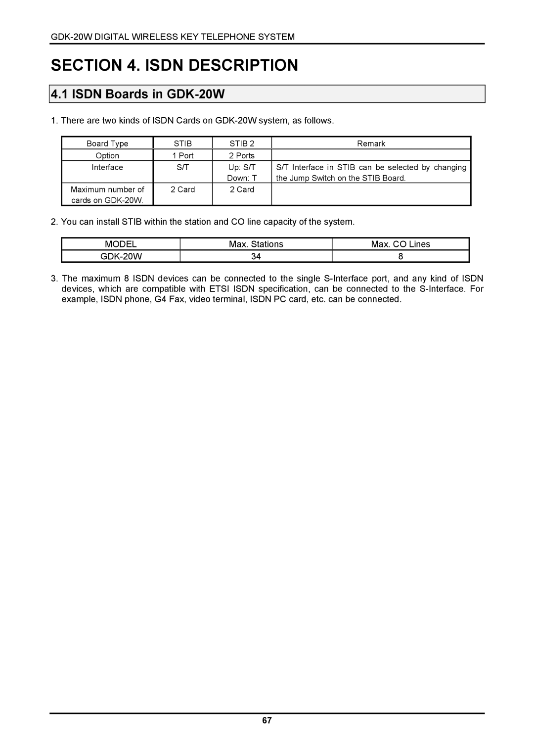 LG Electronics GDK-20W, LKD-8DS installation manual Isdn Description, Stib 