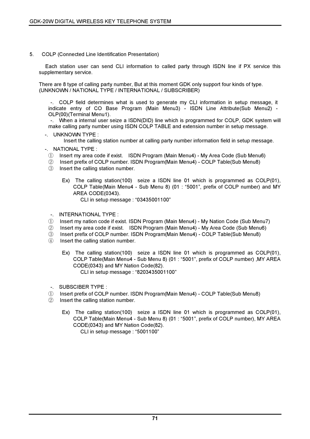 LG Electronics GDK-20W, LKD-8DS installation manual Unknown / National Type / International / Subscriber 