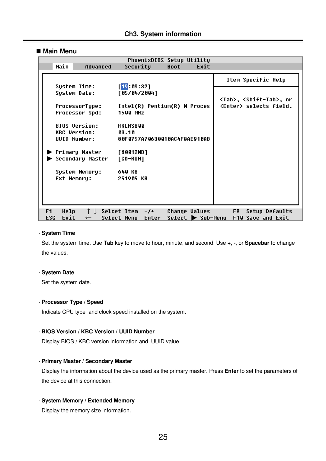 LG Electronics LM50 service manual Ch3. System information „ Main Menu 